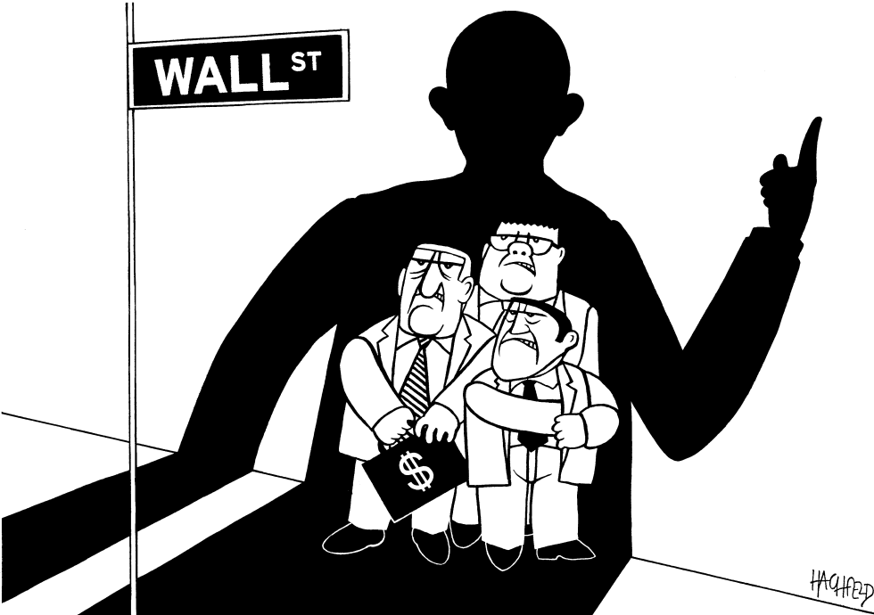  OBAMA WARNS WALL STREET by Rainer Hachfeld