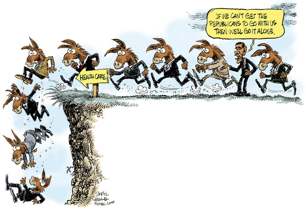  OBAMA HEALTHCARE LEMMINGS  by Daryl Cagle