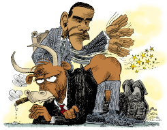 OBAMA SPANKS WALL STREET by Daryl Cagle