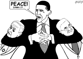 OBAMA, NETANYAHU, ABBAS by Rainer Hachfeld