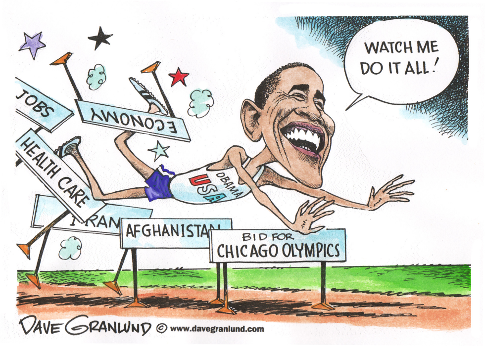  OBAMA AND OLYMPIC-STYLE HURDLES by Dave Granlund