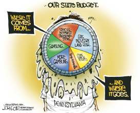 PA TOON  PENNSYLVANIA FINALLY GETS A BUDGET by John Cole