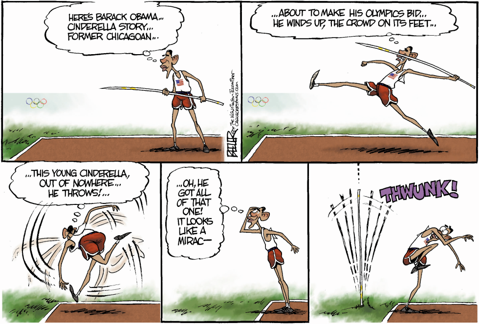  OBAMA THE OLYMPIAN by Nate Beeler