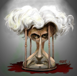 RADOVAN KARADZIC AS  AN HOURGLASS by Riber Hansson