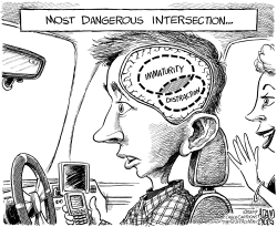 DISTRACTED TEEN DRIVERS by Adam Zyglis