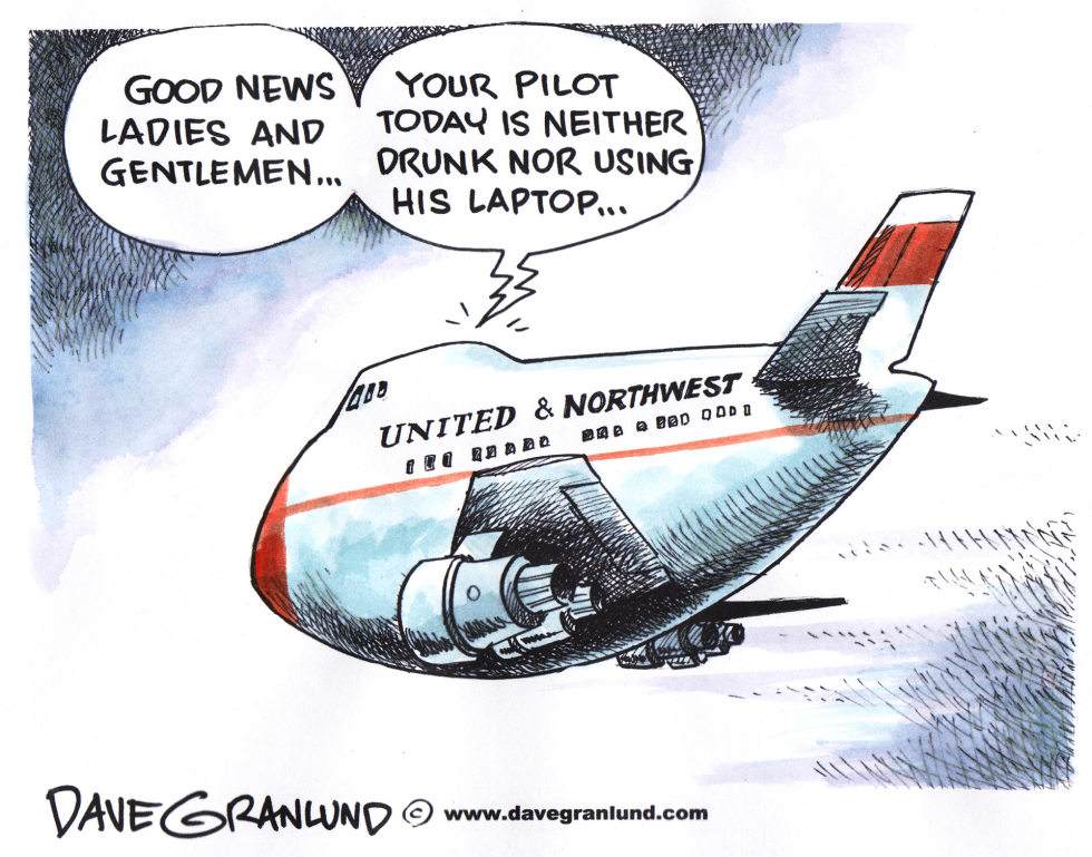  DRUNK PILOTS AND LAPTOP USE by Dave Granlund