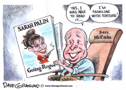 MCCAIN READS SARAH PALIN'S BOOK by Dave Granlund