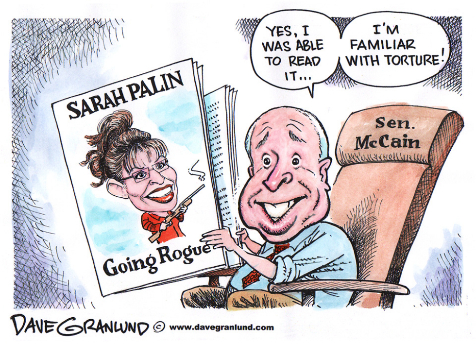  MCCAIN READS SARAH PALIN'S BOOK by Dave Granlund