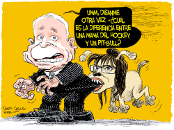 SARAH PALIN Y EL PIT BULL PICARO MCCAIN  by Daryl Cagle