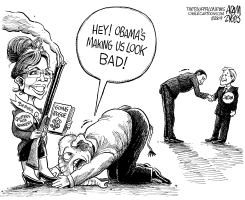 BOWING TO QUEEN PALIN by Adam Zyglis