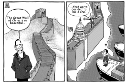 OBAMA BUILDS GREAT WALL by Luojie