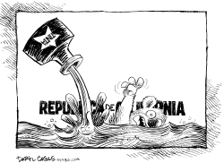 TINTA ROJA DEL PRESUPUESTO DE CALIFORNIA by Daryl Cagle