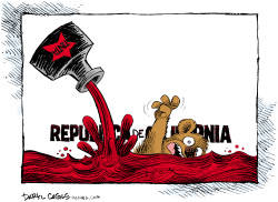 TINTA ROJA DEL PRESUPUESTO DE CALIFORNIA  by Daryl Cagle