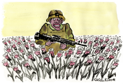 OBAMA IN A TALIBAN POPPY FIELD  by Christo Komarnitski