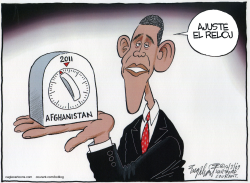 EL RELOJ PARA AFGHANISTAN DEL PRESIDENTE OBAMA  by Bob Englehart