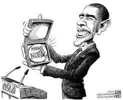 OBAMA RECIBE EL NOBEL by Adam Zyglis