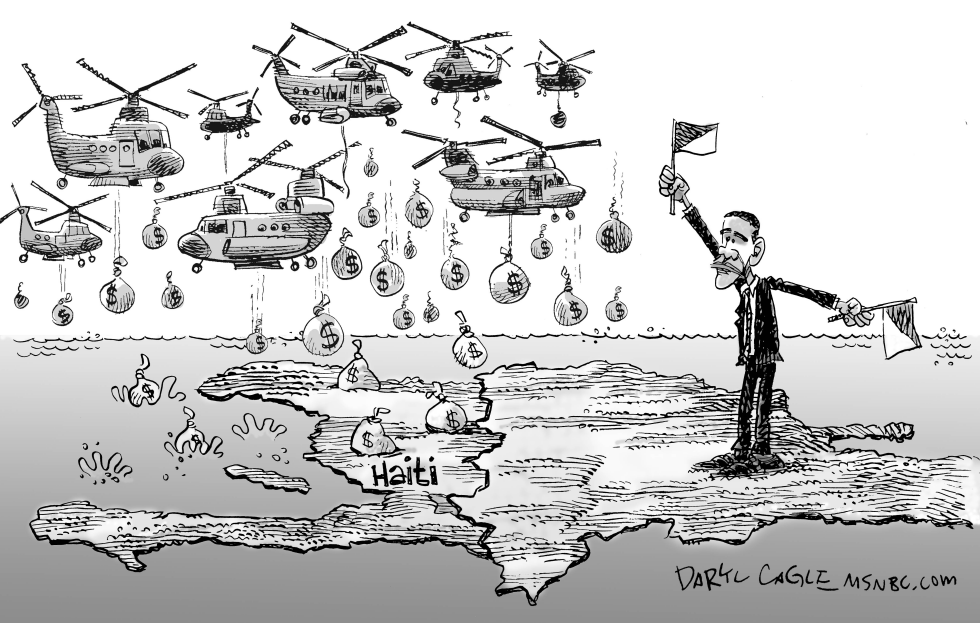  OBAMA AND HAITI by Daryl Cagle