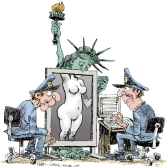 AIRPORT SECURITY AND LIBERTY  by Daryl Cagle