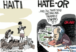 LIMBAUGH HATING HAITI  by Pat Bagley