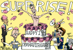 ONE YEAR OBAMAVERSARY  by Pat Bagley