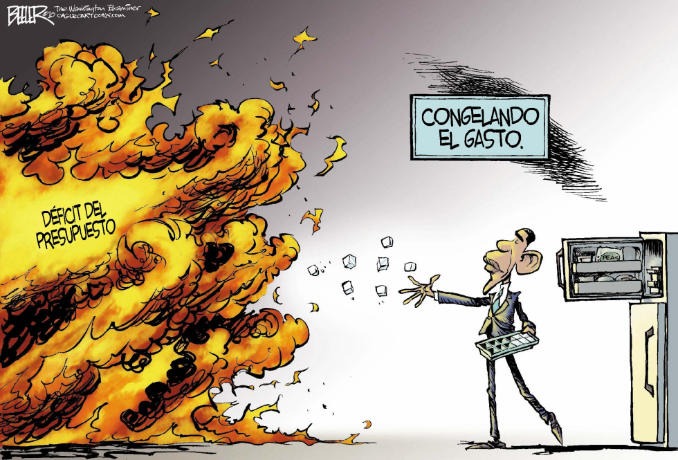  OBAMA CONGELANDO EL GASTO  by Nate Beeler