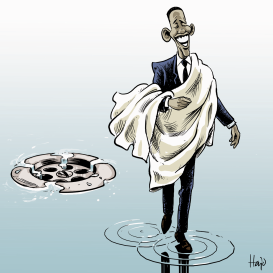 OBAMA WALKS ON DEFICIT by Hajo de Reijger