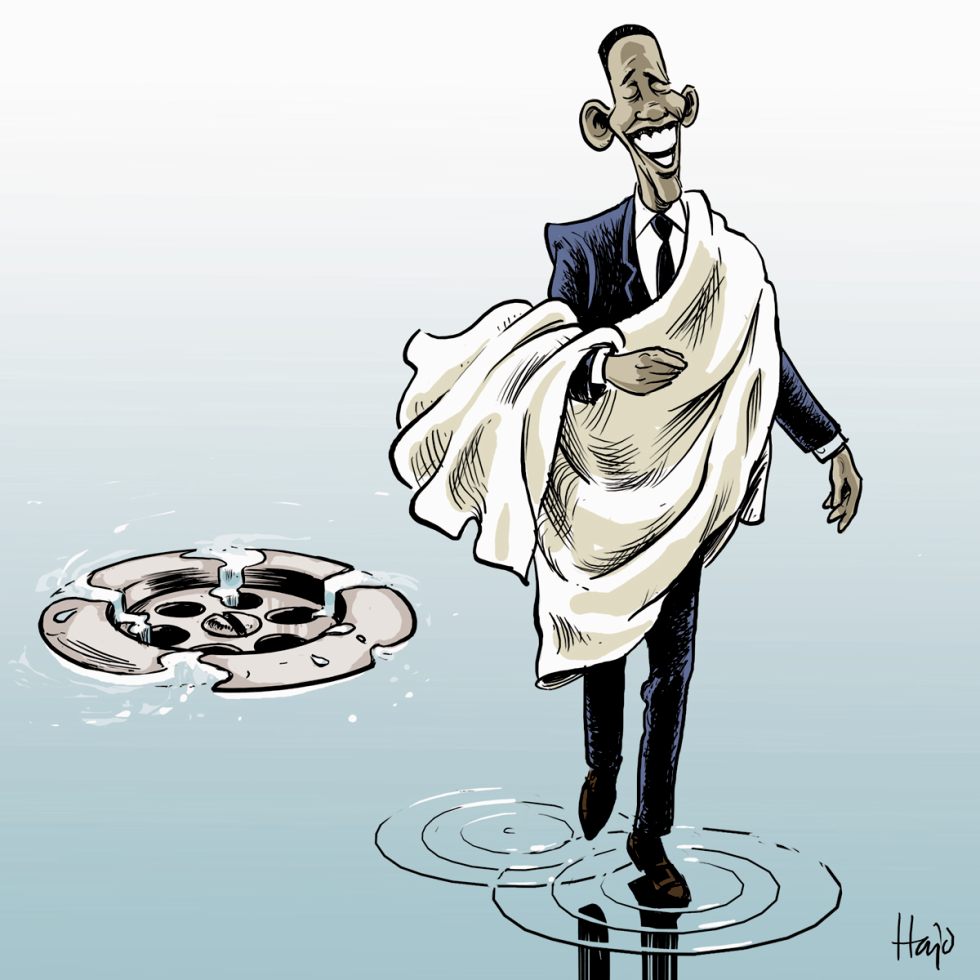  OBAMA WALKS ON DEFICIT by Hajo de Reijger