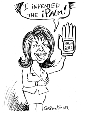 SARAH PALIN IPALM - B&W by Christo Komarnitski