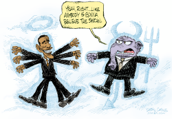 OBAMA AND GOP SNOW ANGELS  by Daryl Cagle