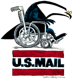 CRIPPLED OLD US MAIL SERVICE by Daryl Cagle