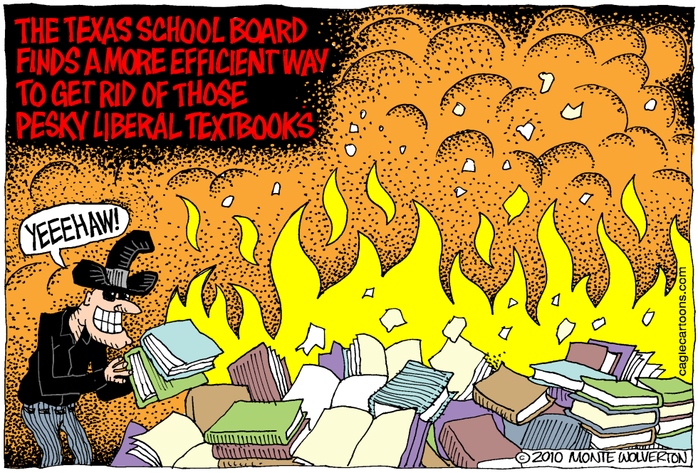  TEXAS SCHOOLBOARD BOOKBURNING by Wolverton