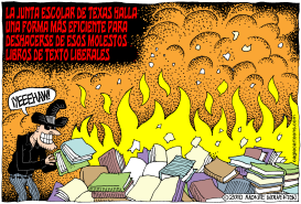 QUEMA DE LIBROS DE LA JUNTA ESCOLAR DE TEXAS  by Wolverton