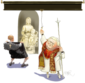 POPE PULLING DOWN A BLIND by Riber Hansson