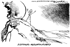 SISYPHUS ACCOMPLISHED by Milt Priggee