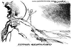 SISYPHUS ACCOMPLISHED by Milt Priggee