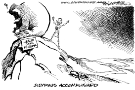 SISYPHUS ACCOMPLISHED by Milt Priggee