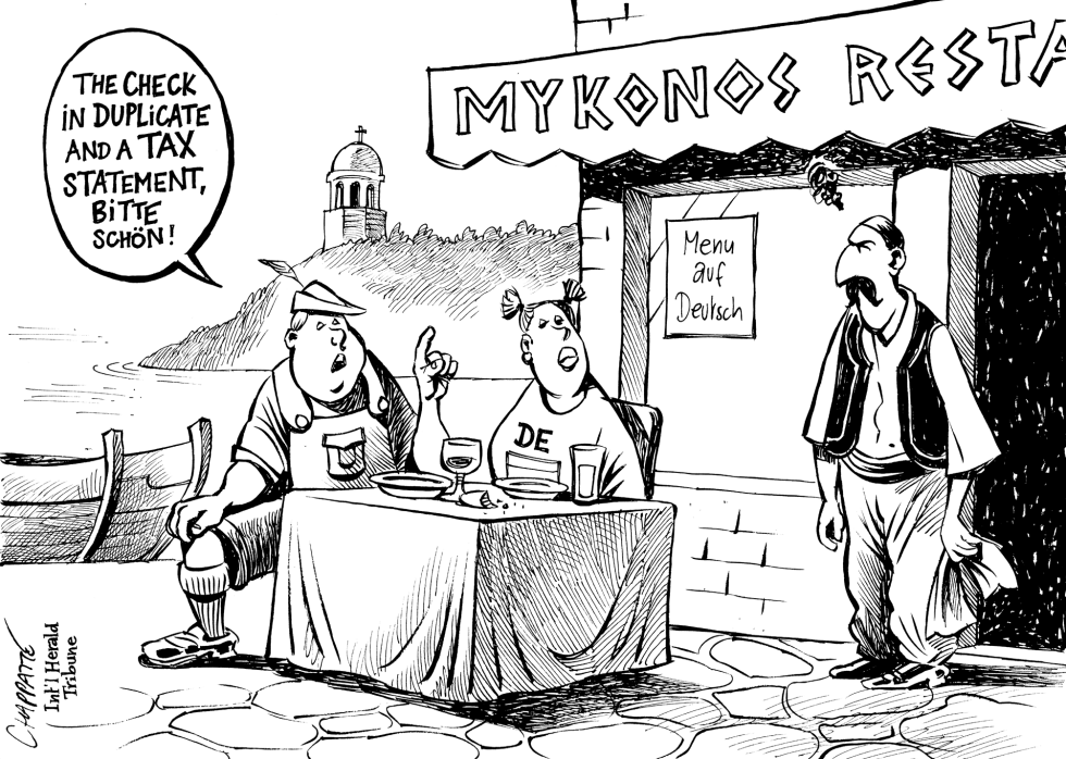  GREEKS AND GERMANS AT ODDS by Patrick Chappatte