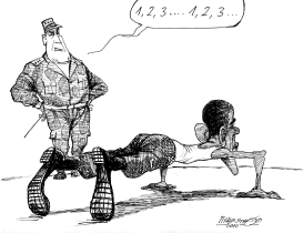 OBAMA IN MILITARY DRILL by Petar Pismestrovic