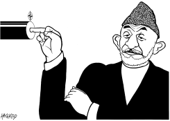 KARZAI GIVES NATO THE FINGER by Rainer Hachfeld