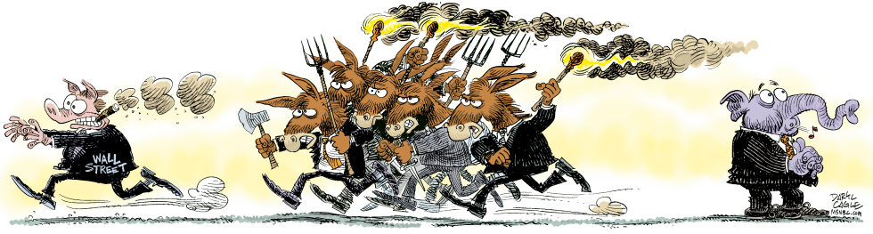  PERSIGUIENDO A WALL STREET  by Daryl Cagle