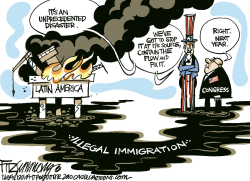 GULF SPILL-IMMIGRATION  by David Fitzsimmons