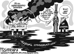 GULF SPILL -IMMIGRATION by David Fitzsimmons