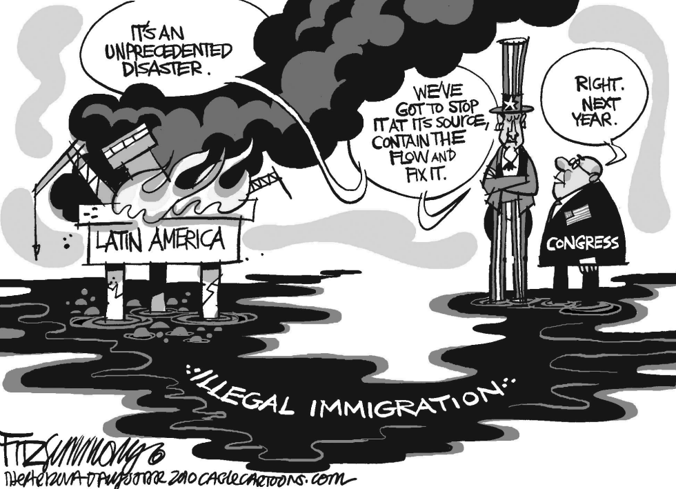  GULF SPILL -IMMIGRATION by David Fitzsimmons