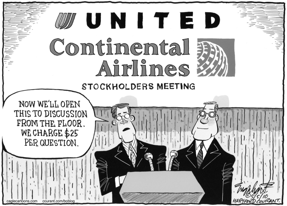  UNITED/CONTINE- NTAL AIRLINES MERGER by Bob Englehart