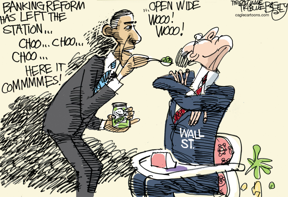  SHOVING BANK REFORM by Pat Bagley