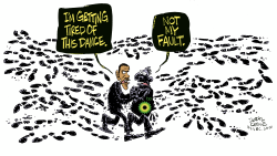 OBAMA AND BP DANCE  by Daryl Cagle