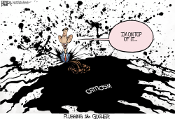 OBAMA PLUGS THE SPILL by Nate Beeler