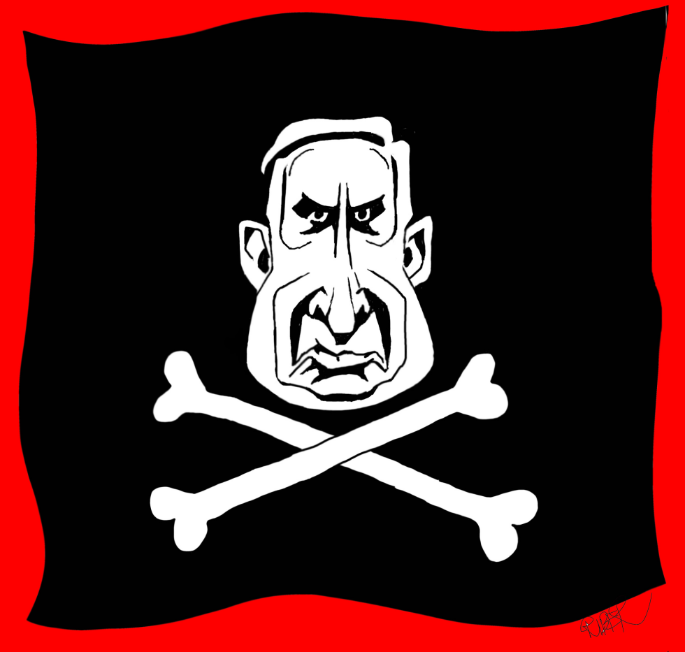  NETHANYAHU ON PIRATE FLAG by Riber Hansson