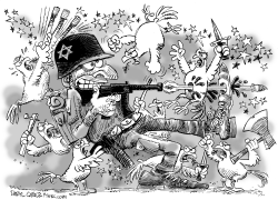 ISRAEL MALTRATADO POR LAS PROTESTAS DE PAZ by Daryl Cagle