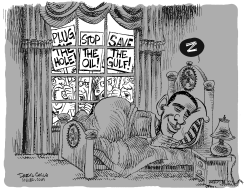 OBAMA OIL SLEEP by Daryl Cagle